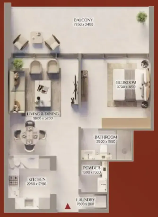 1 Bedroom apartments - Bliss Tower floor plan