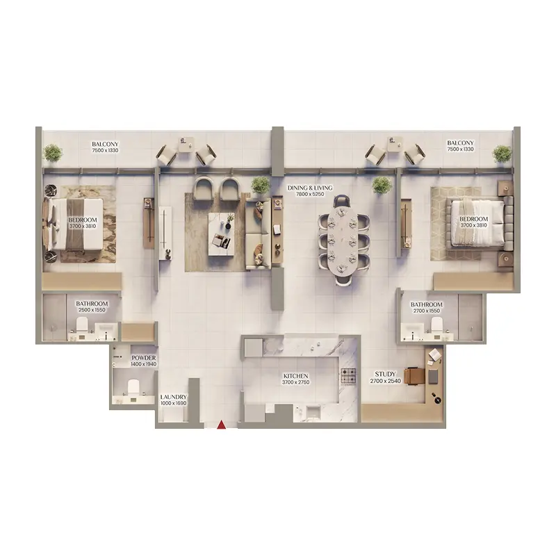 2,5 bedroom Apartments -  Bliss Tower floor plan