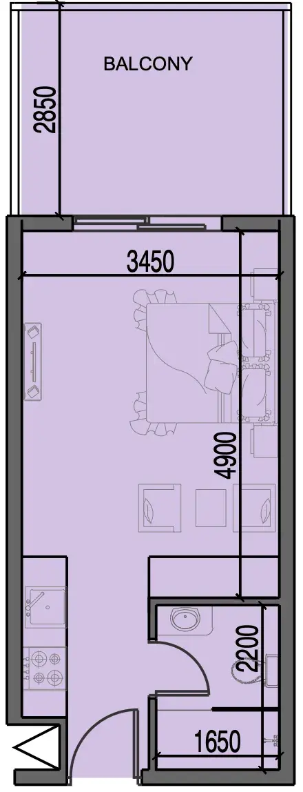 Studio apartments - Al Haseen Residences 3 floor plan