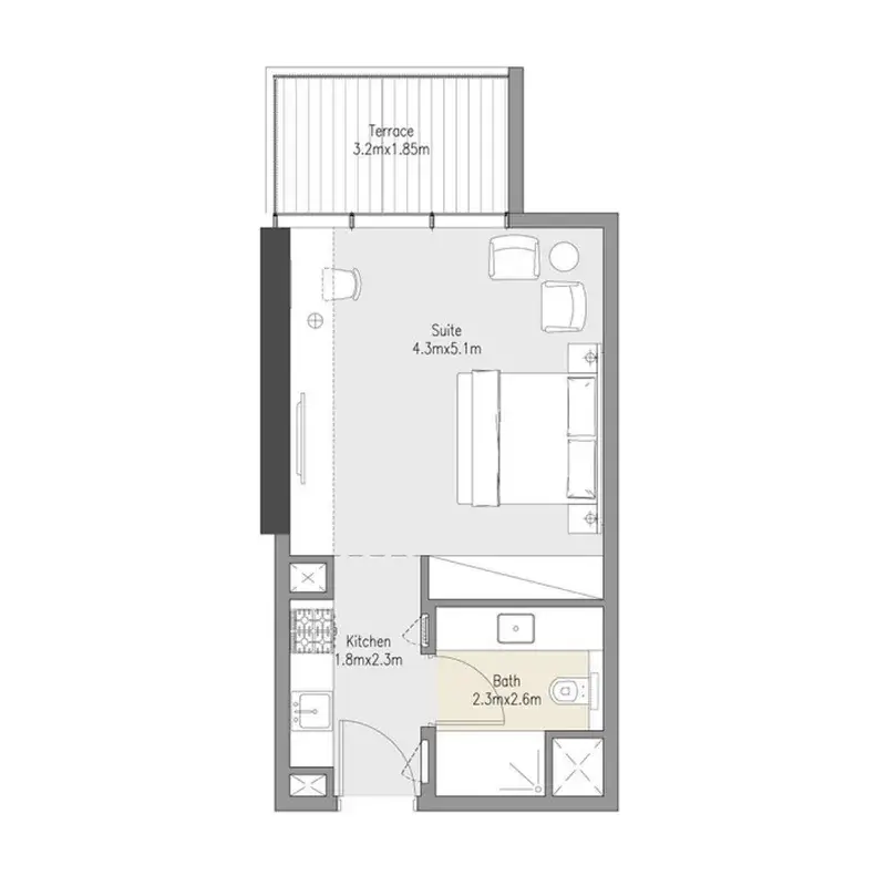 2 Bedrooms apartments - Zenith Residences floor plan