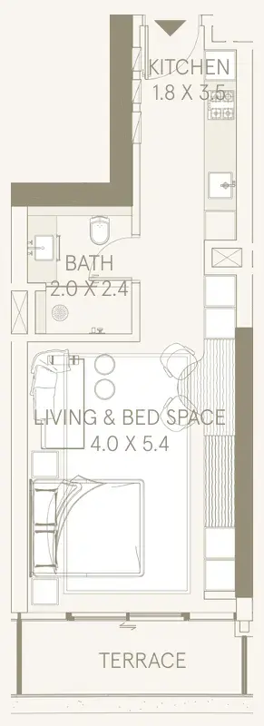Studio apartments - Saas Hills floor plan