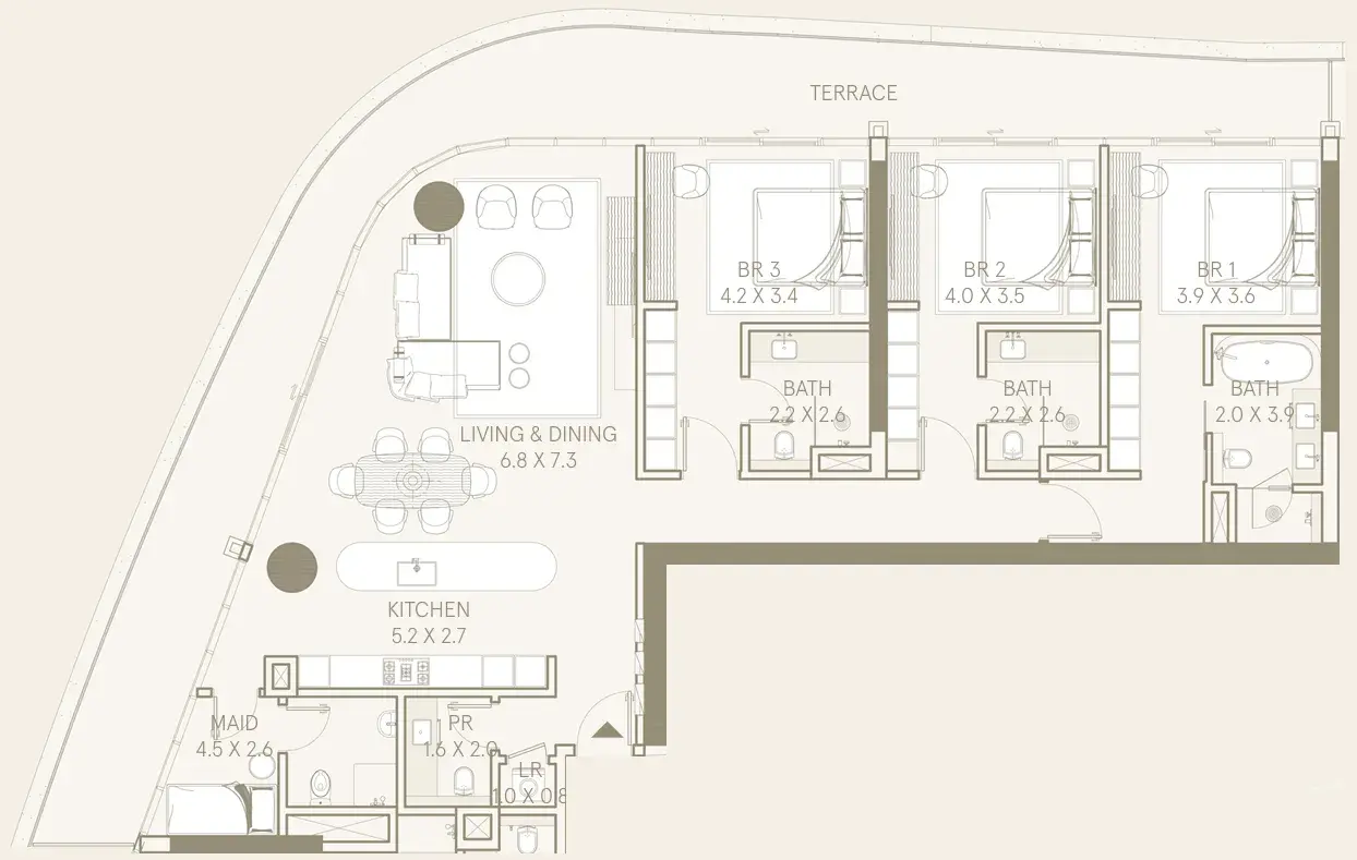 3.5 bedrooms apartments - Saas Hills floor plan