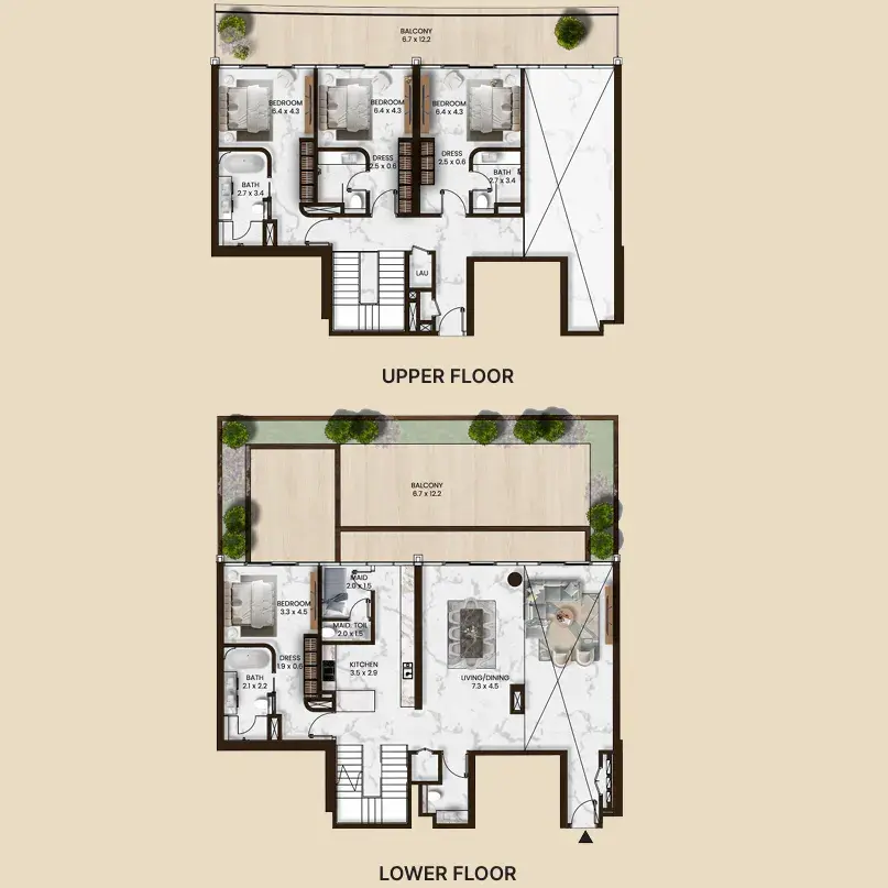 4.5 bedrooms apartments - Saas Hills floor plan