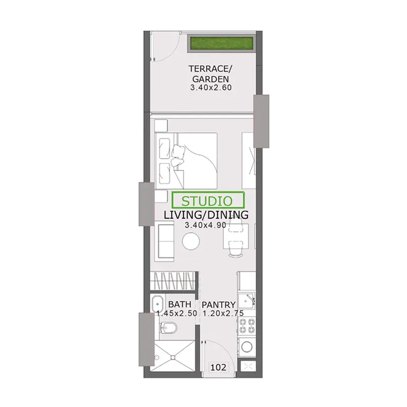 Studio Apartments -  Coventry 2 floor plan
