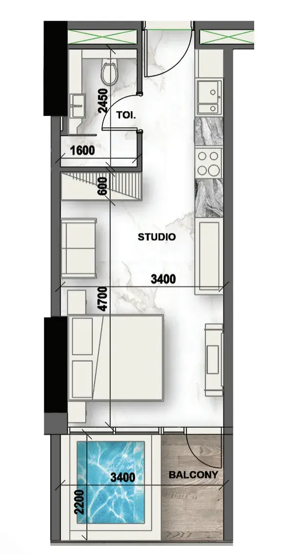 Studio apartments - Peace Lagoons 2 floor plan