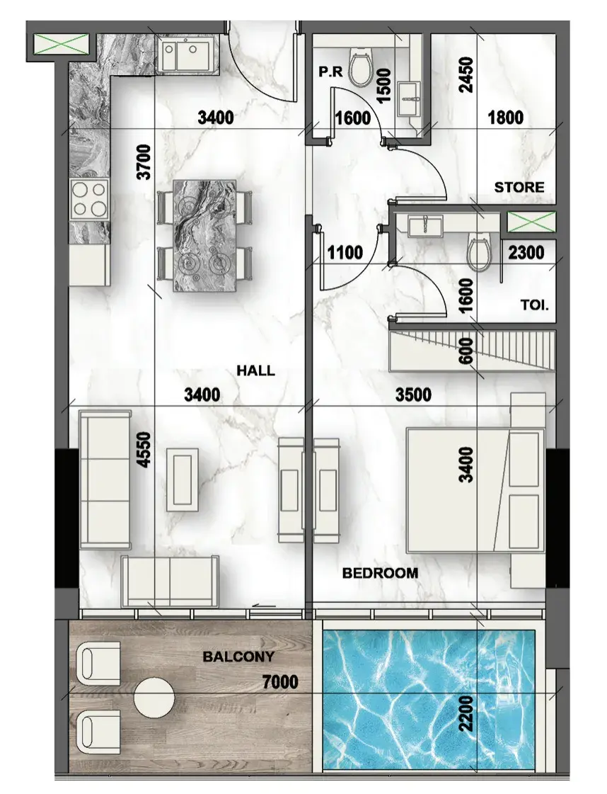 1 Bedroom apartments - Peace Lagoons 2 floor plan