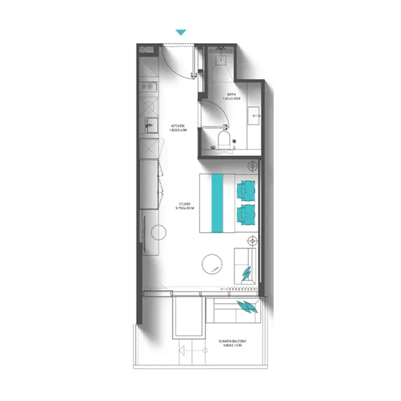 Studio apartments - Reef 998 floor plan