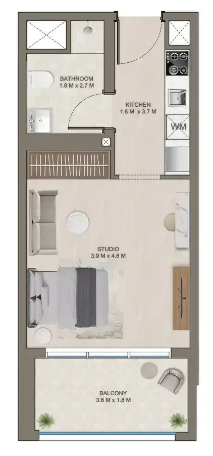 Studio apartments - The Corner floor plan
