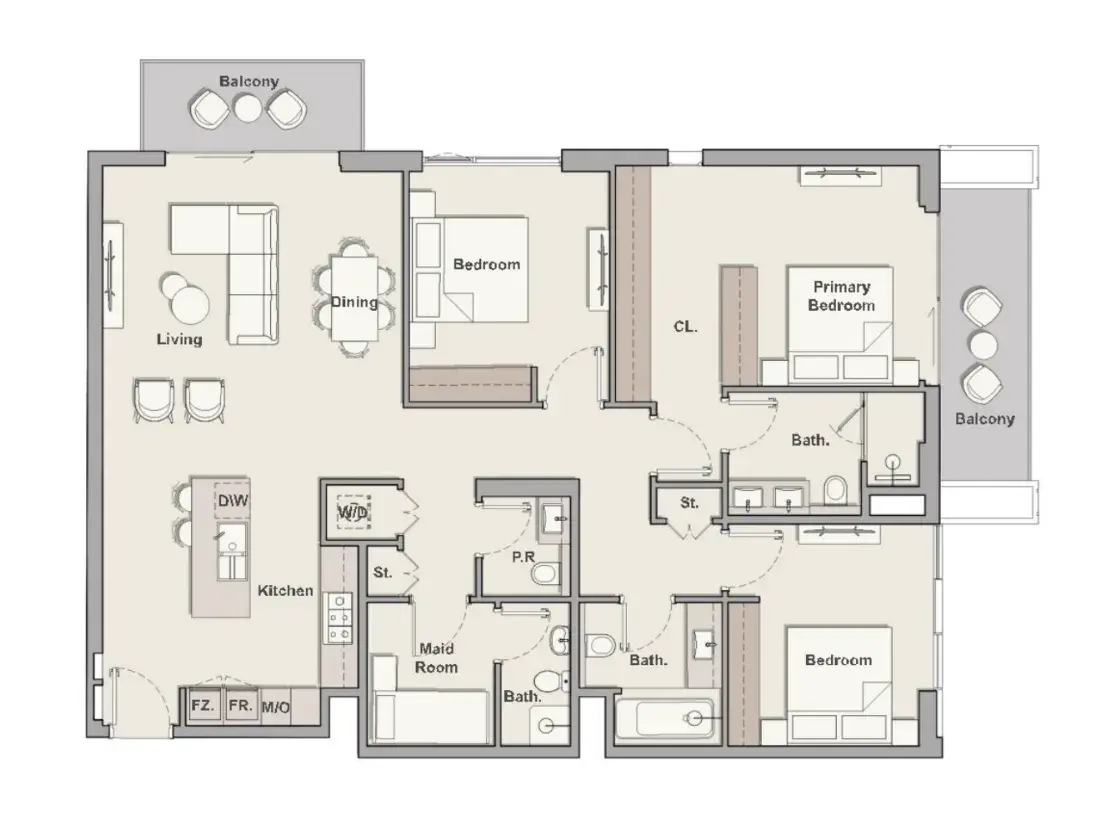 3 Bedrooms apartments - Belgravia Gardens floor plan