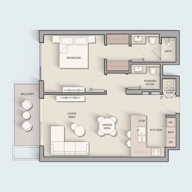 1 bedroom floor plan