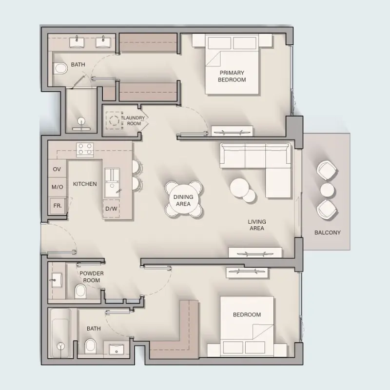 2 bedroom floor plan
