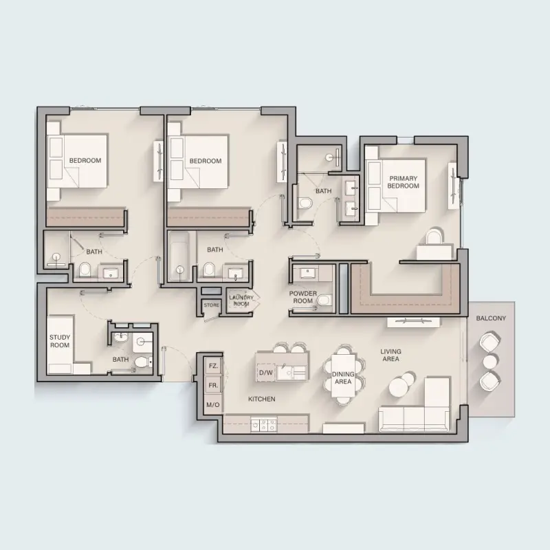 3 bedroom floor plan
