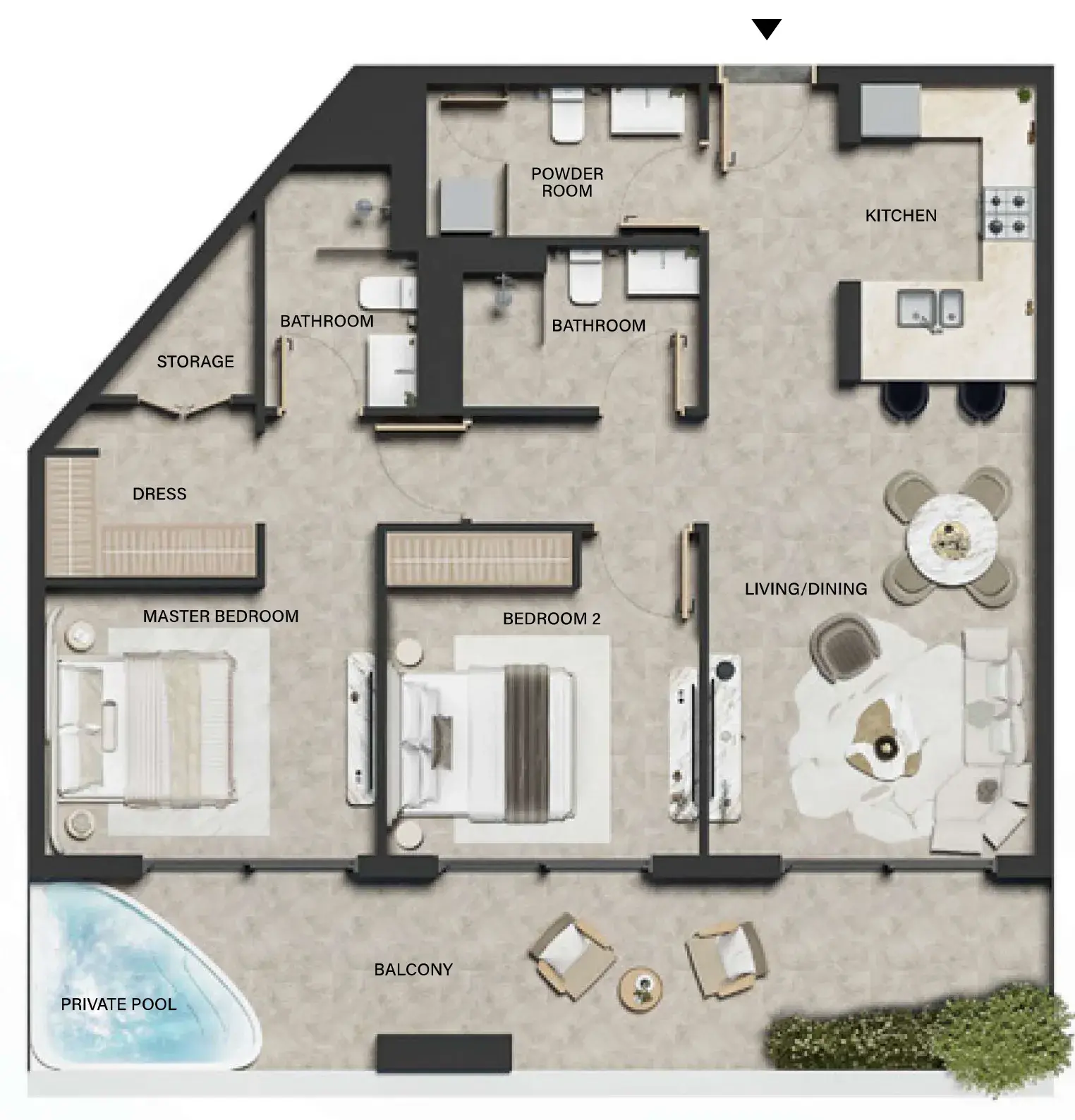 2 Bedrooms apartments - Weybridge Gardens 5 floor plan