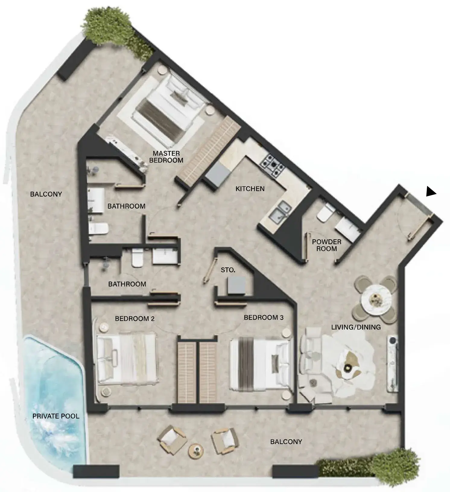 3 Bedrooms apartments - Weybridge Gardens 5 floor plan