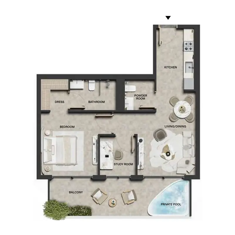 1 bedroom Apartments -  Weybridge Gardens 5 floor plan