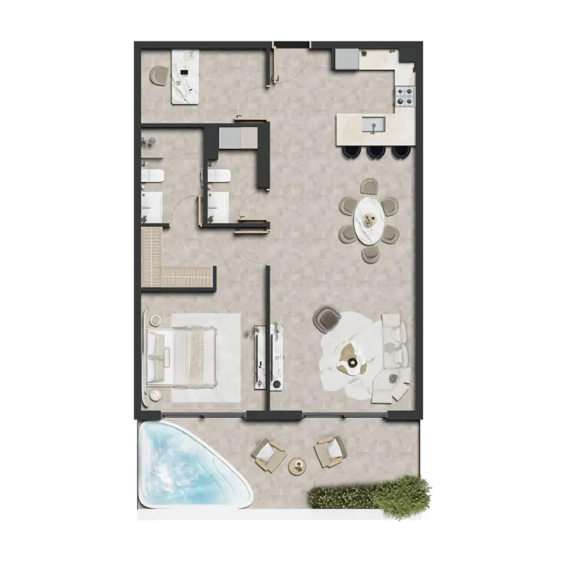 1 bedroom floor plan