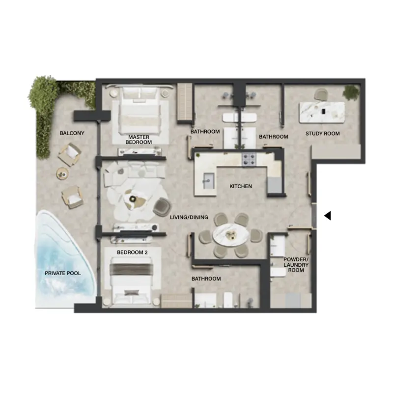 2 bedroom floor plan