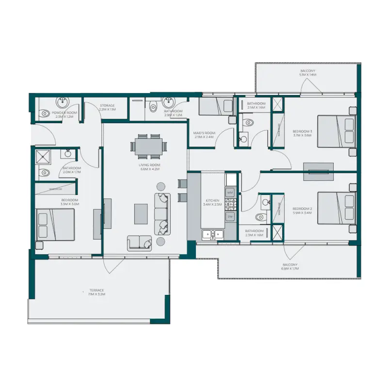 3 bedroom floor plan