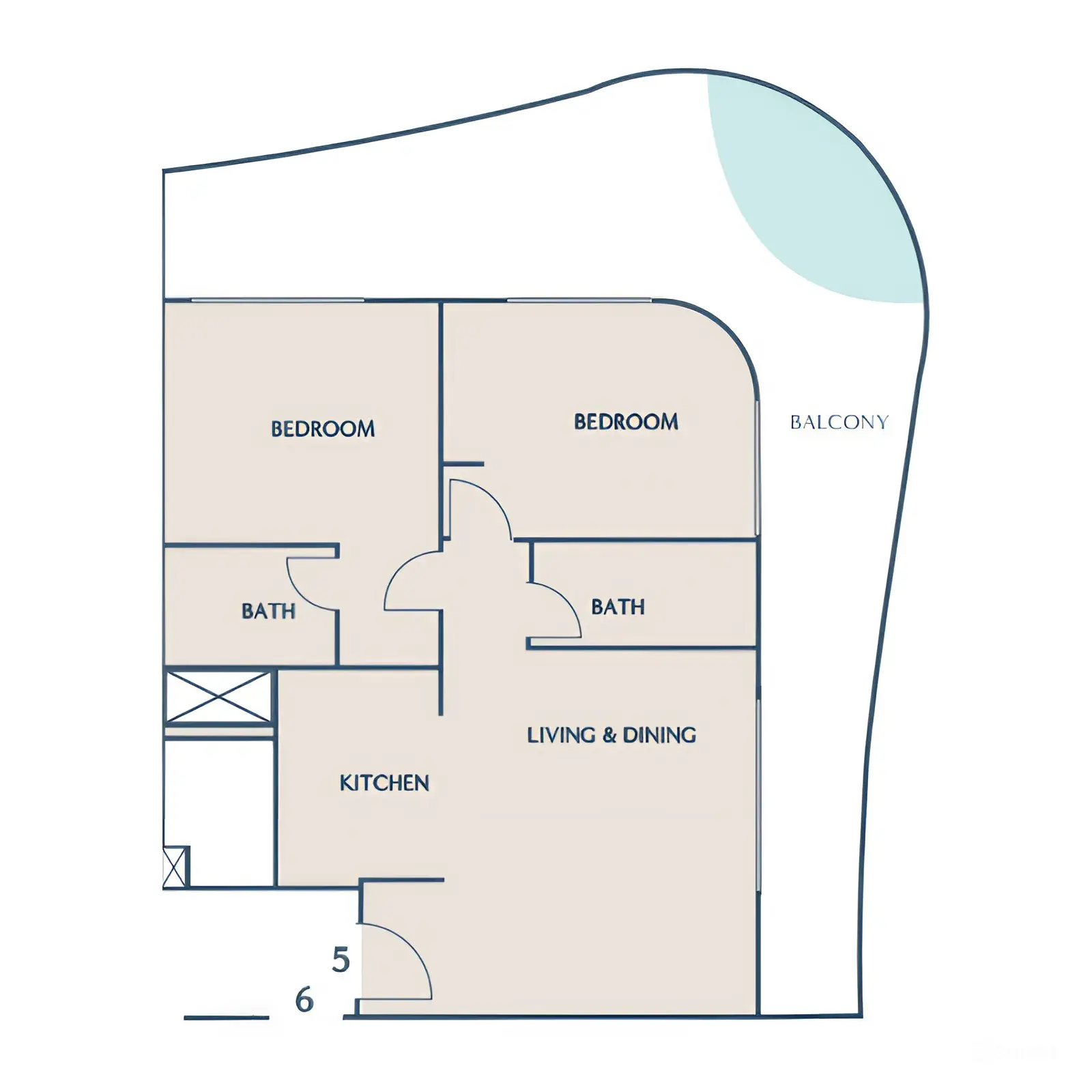 2 bedroom floor plan