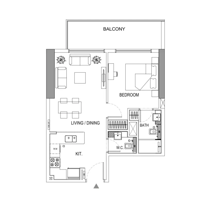 1 bedroom floor plan