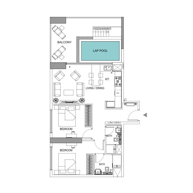2 bedroom floor plan