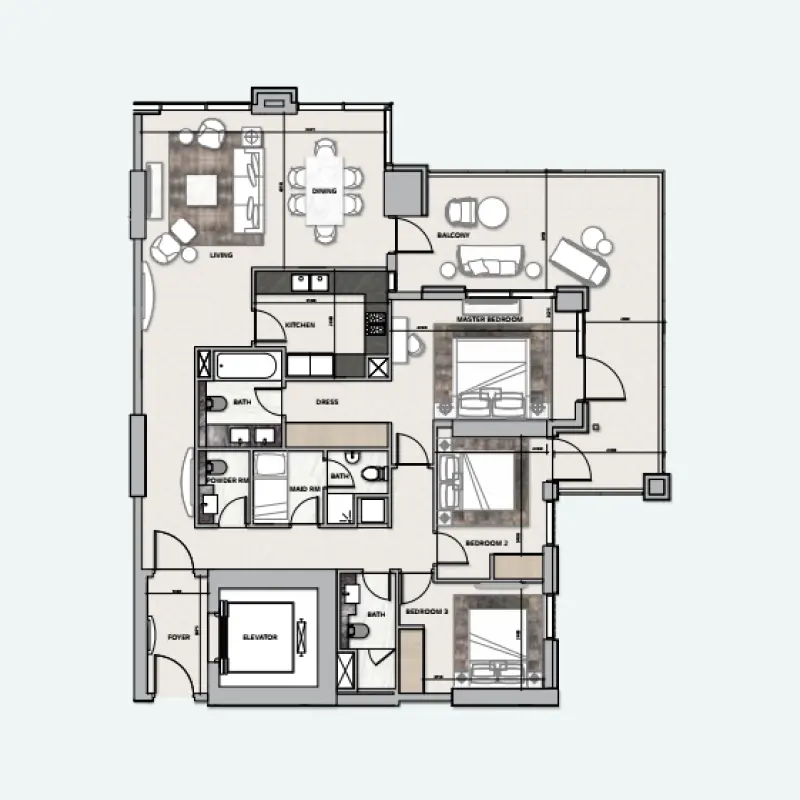 3 bedroom floor plan