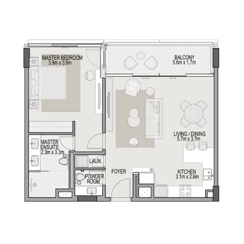 1 bedroom floor plan
