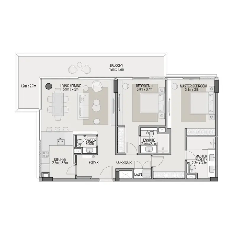 2 bedroom floor plan