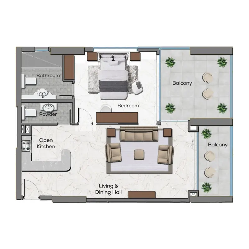 1 bedroom floor plan
