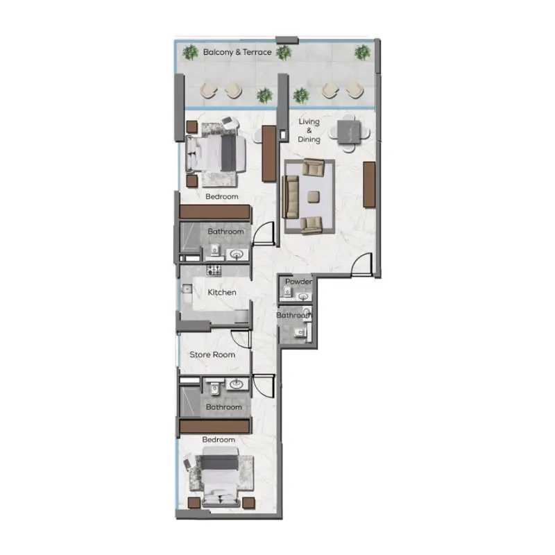 2 bedroom floor plan