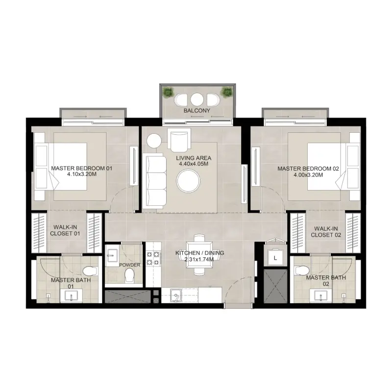2 bedroom floor plan