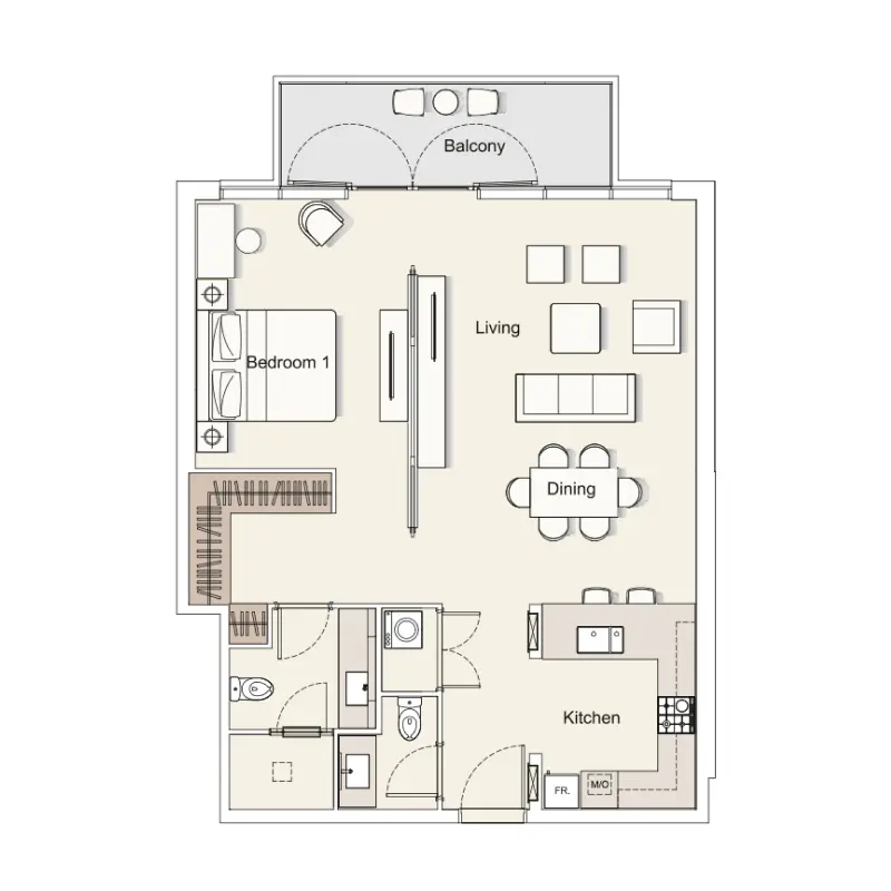 1 bedroom floor plan