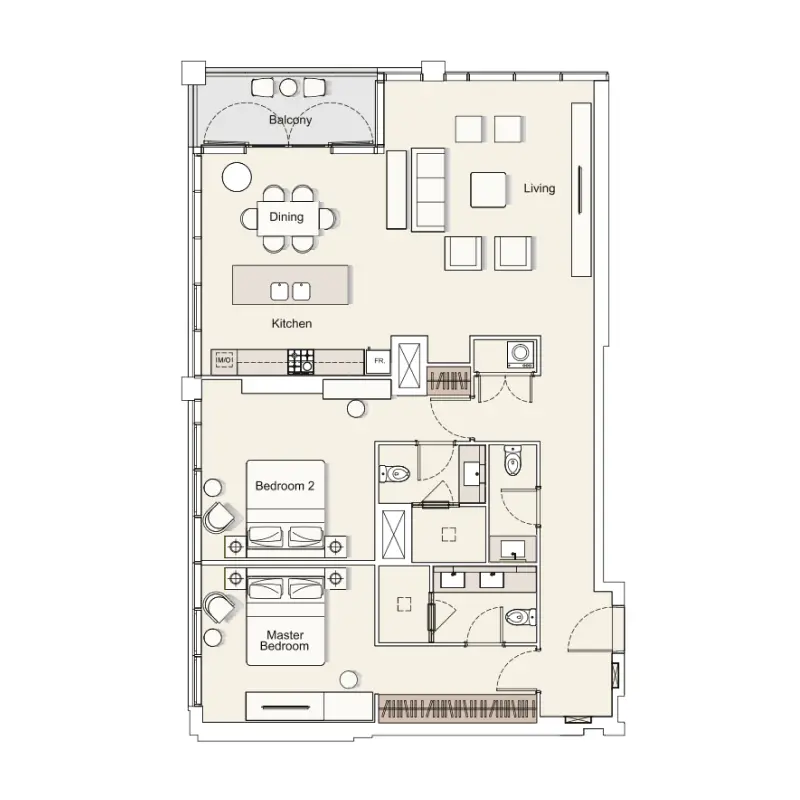 2 bedroom floor plan