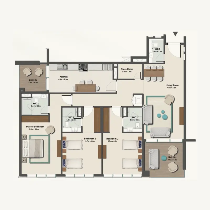 3 bedroom floor plan
