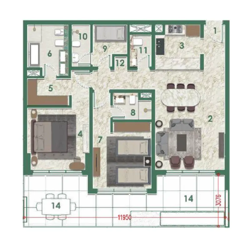 2 bedroom floor plan