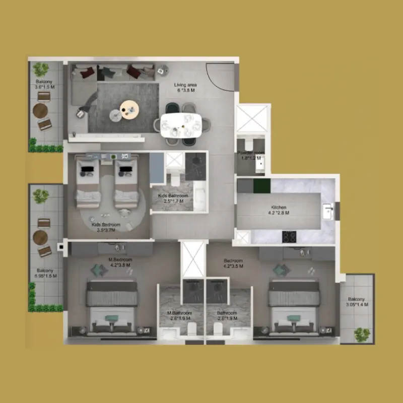 3 bedroom floor plan