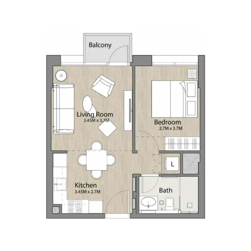 1 bedroom floor plan