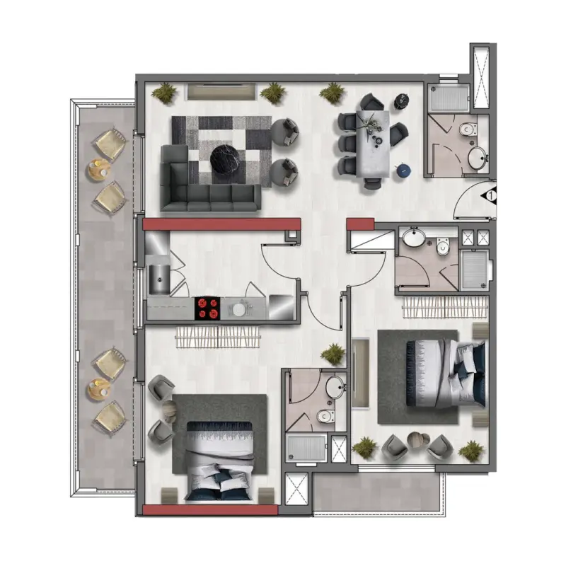 2 bedroom floor plan