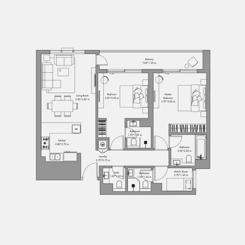 2 bedroom floor plan