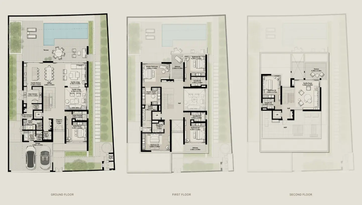 6 Bedrooms villa - Nad Al Sheba Gardens Phase 8 floor plan