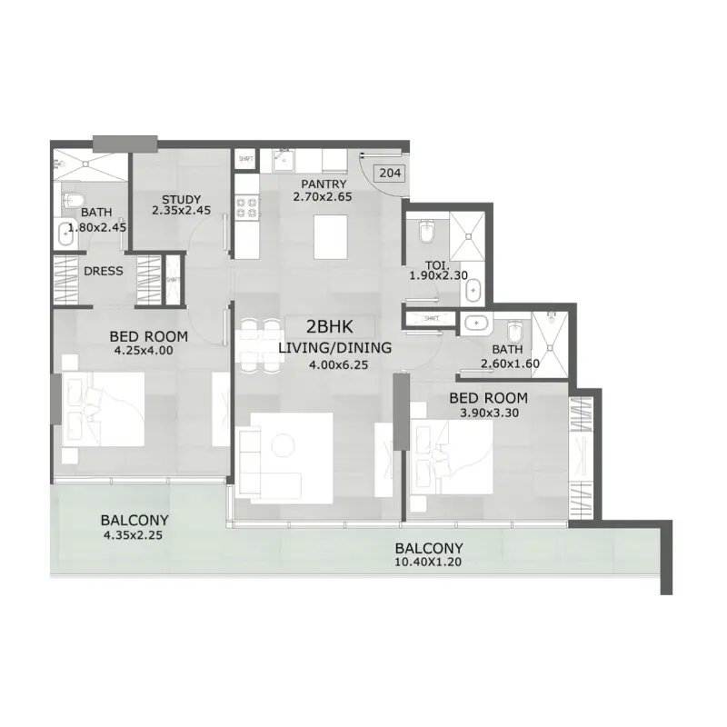2,5 bedroom floor plan