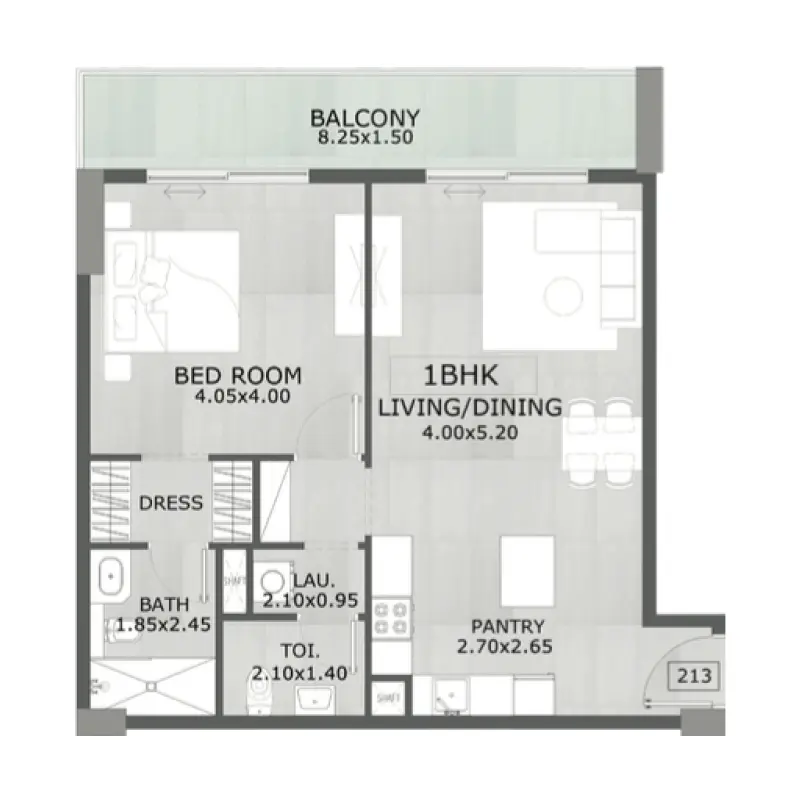 1 bedroom floor plan