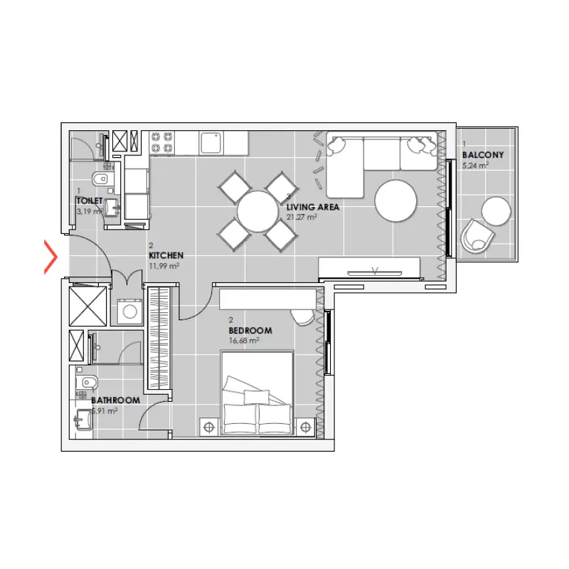 1 bedroom floor plan