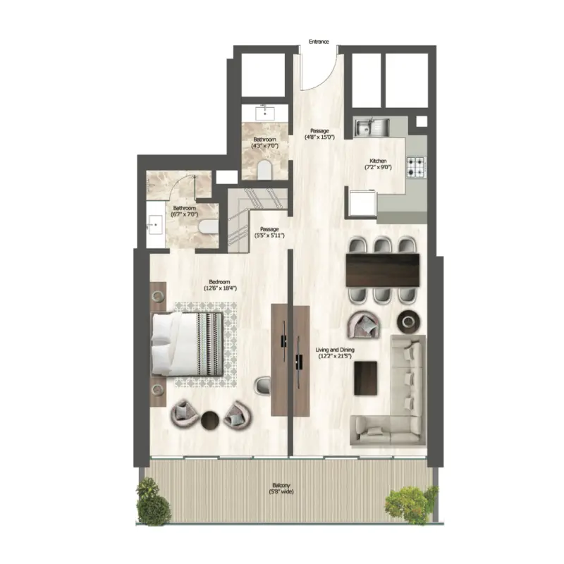 2 bedroom floor plan