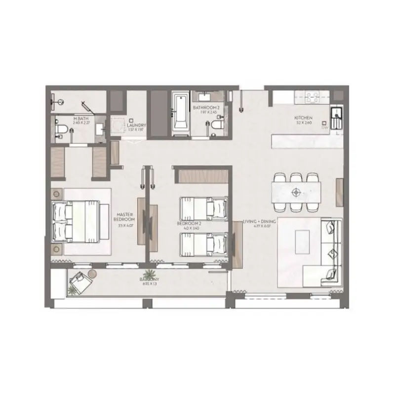 2 bedroom floor plan