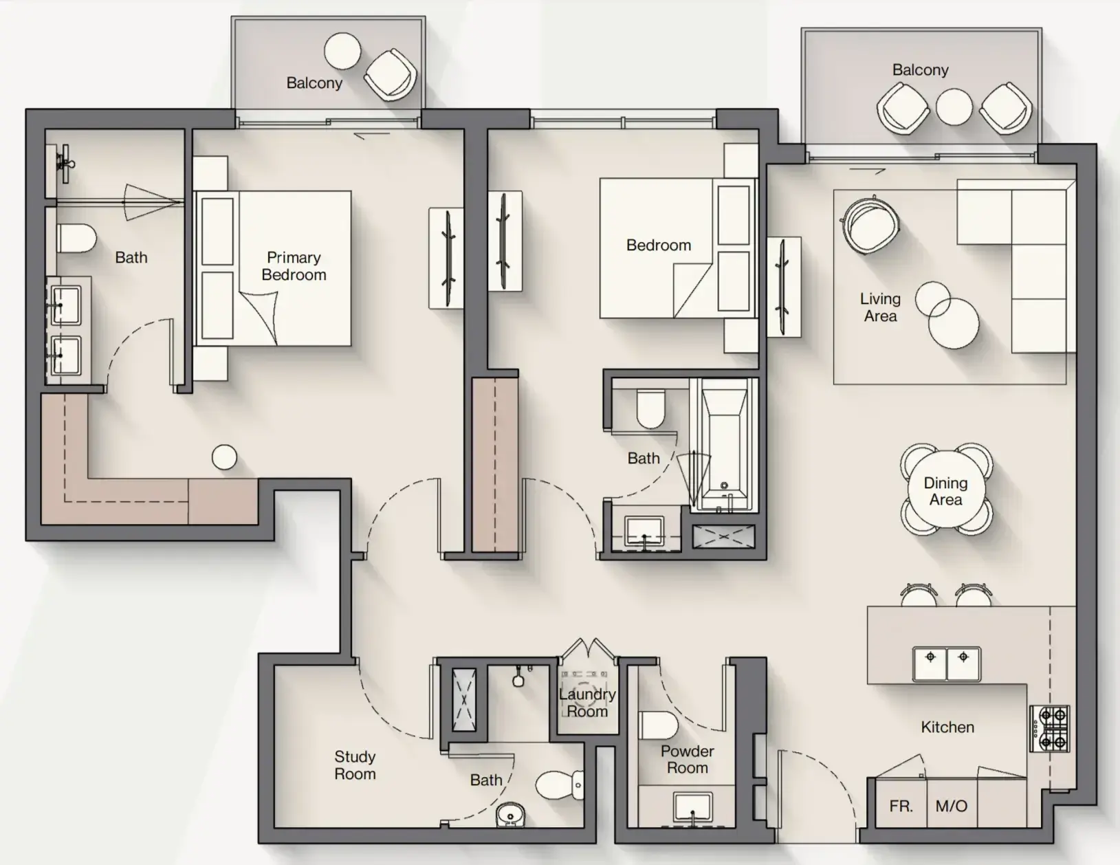 2 Bedrooms apartments - Windsor House floor plan