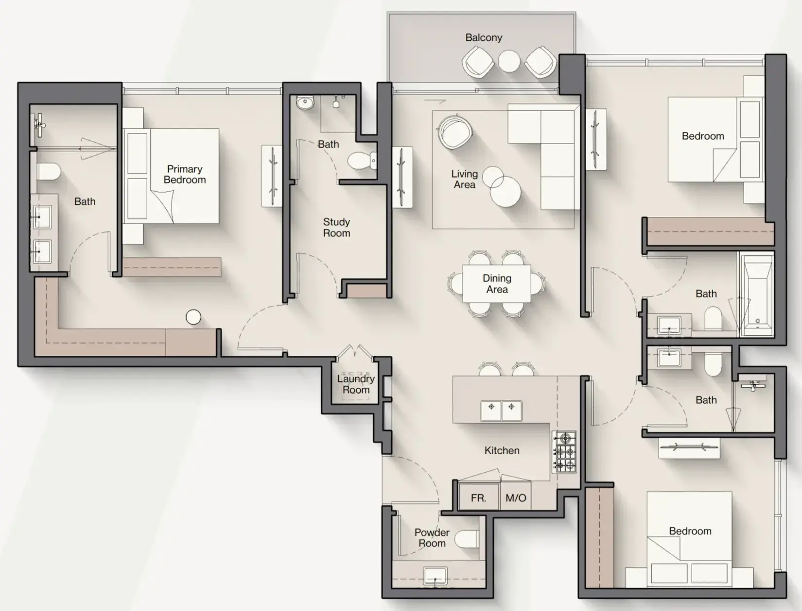 3 Bedrooms apartments - Windsor House floor plan