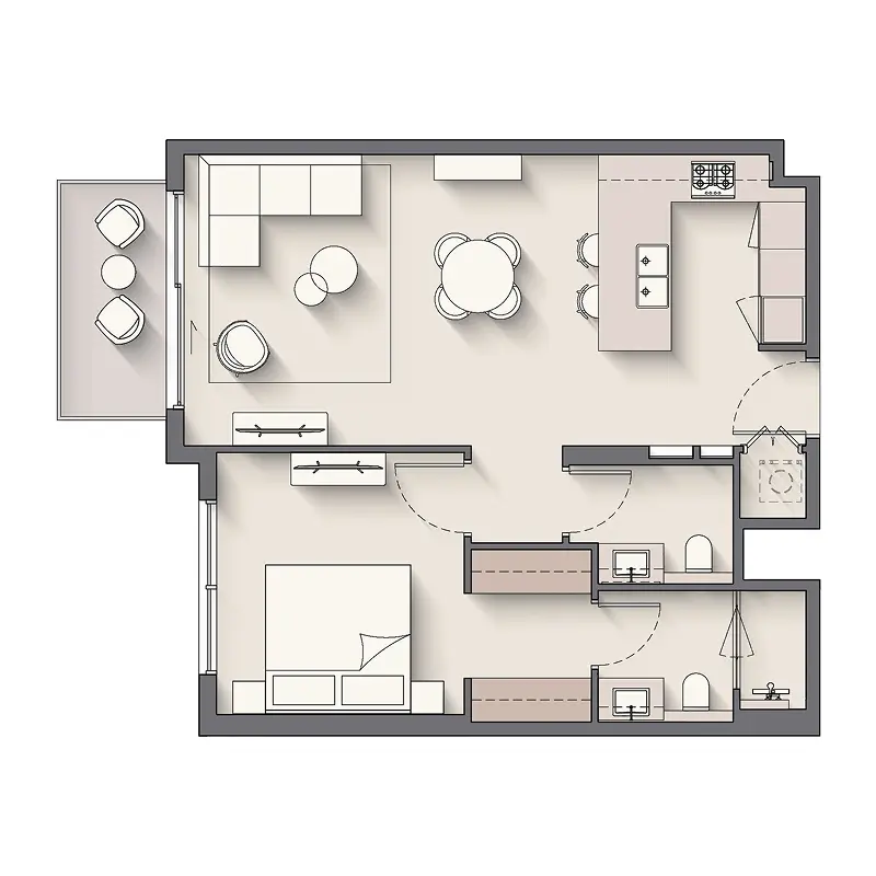 1 bedroom Apartments -  Windsor House floor plan