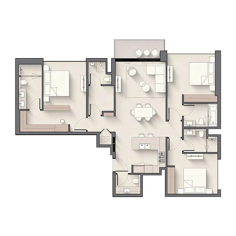 3 bedroom Apartments -  Windsor House floor plan
