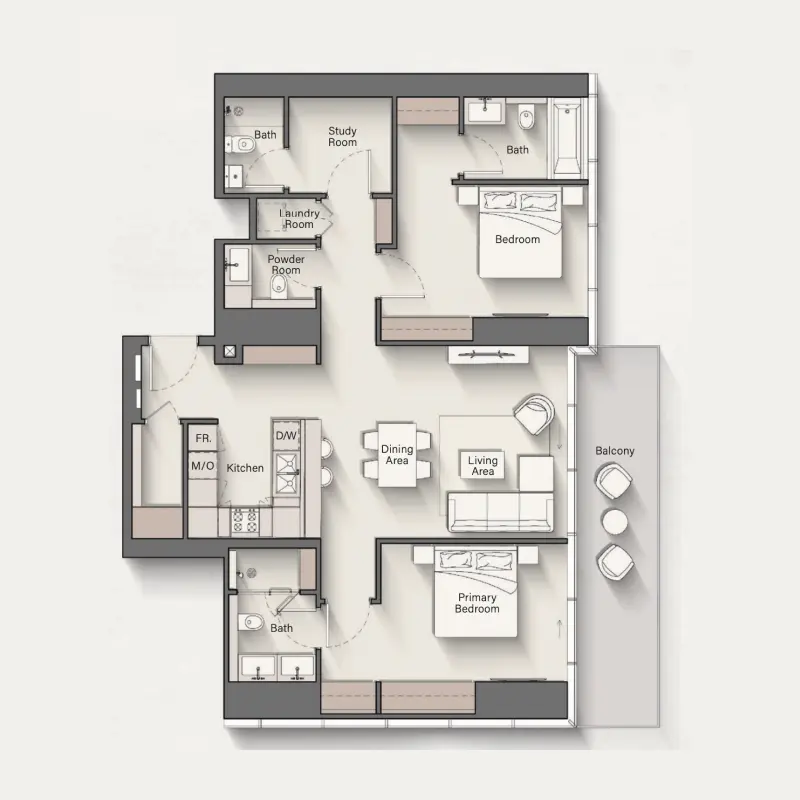 2,5 bedroom floor plan